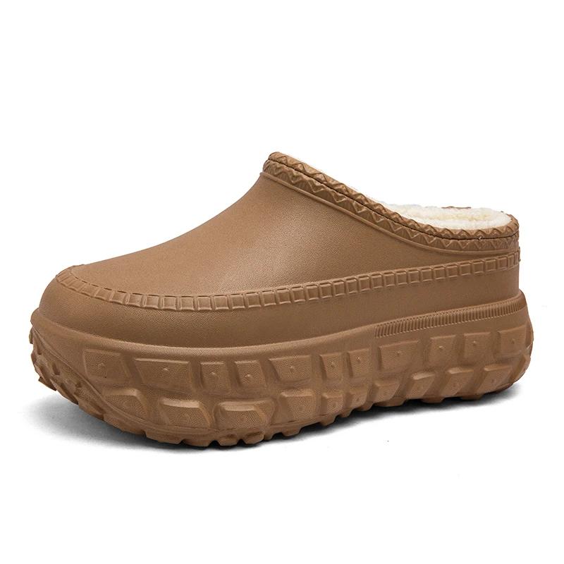 Hausschuhe für Damen und Herren, EVA, wasserdicht, warm, bequem, flauschiges Plüschfutter, zum Reinschlüpfen, für Zuhause, Plateau-Clogs, Schuhe für drinnen und draußen 38-39 braun von Joom DACH