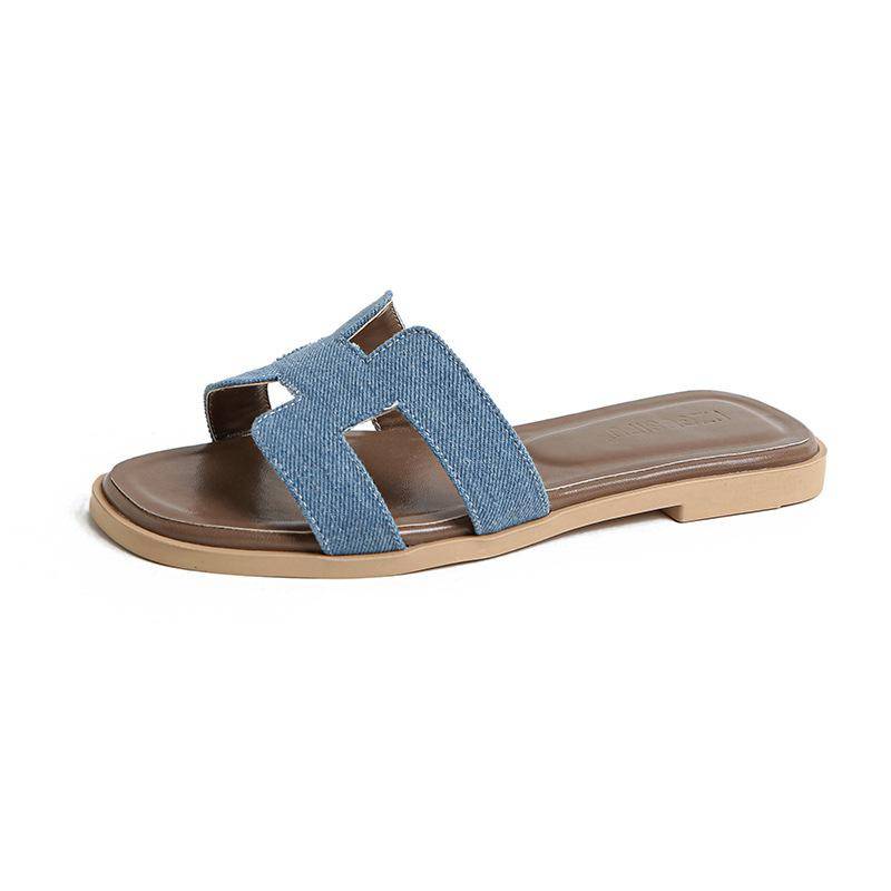 Hausschuhe für Damen zum Draußentragen 2025 neu ins Tide Frühling und Sommer vielseitige Sandalen Mode Strand flache Flip-Flops 42 von Joom DACH