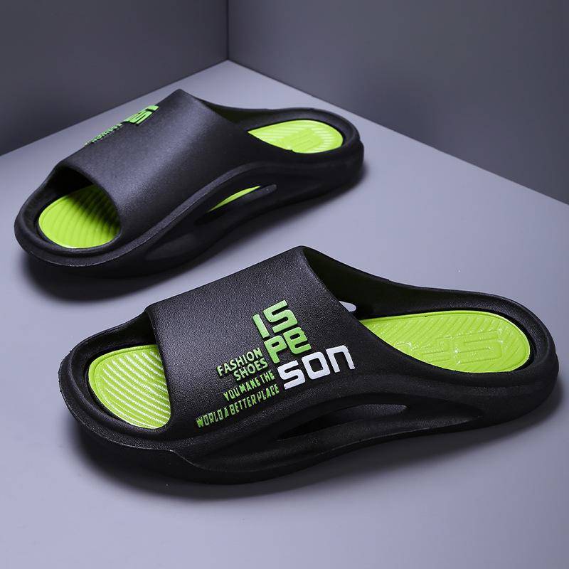 Hausschuhe für Herren im Herbststil mit dicker Sohle: Rutschfeste Outdoor & Indoor Flip Flops mit Trittkomfort 36-37 schwarz/grün von Joom DACH