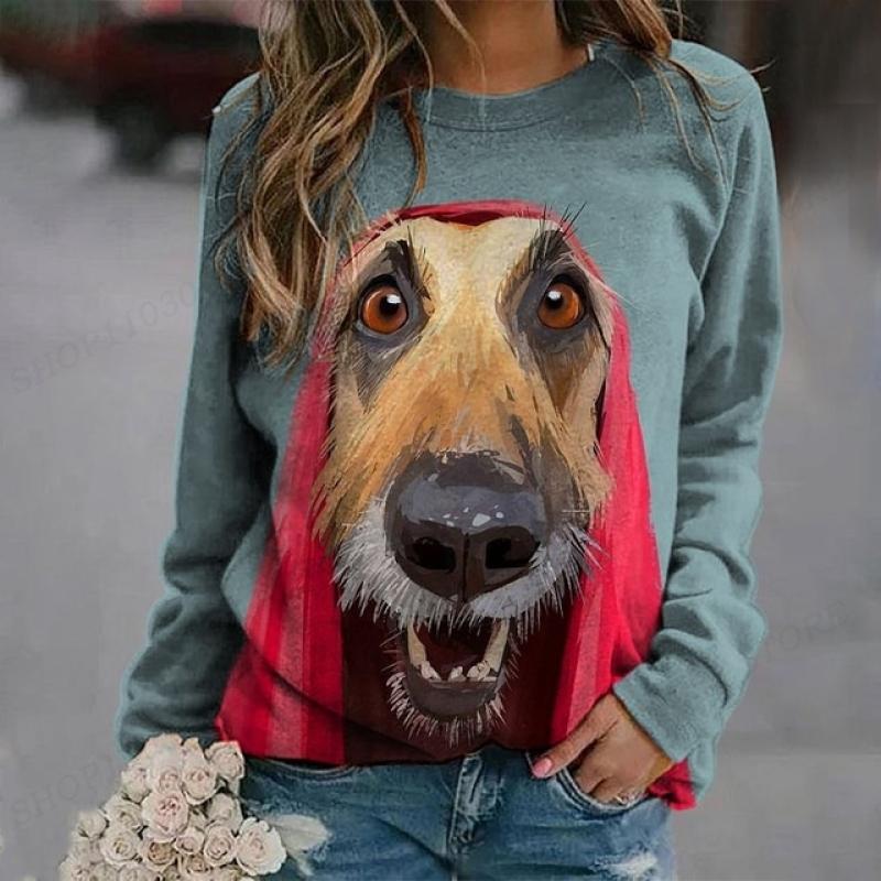 Haustier Hund Hoodie 3D Animal Print Rundhals Langarm Sweats Harajuku Hoodies Hochwertiger Mantel Mädchen Trainingsanzug Damen Sudaderas M von Joom DACH