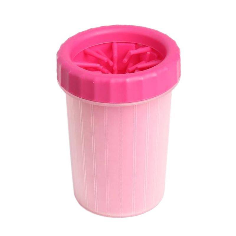 Haustier Pfotenreiniger Weiche Borsten Tiefenreinigung Tragbarer Hunde Katzen Fußreiniger Becher für Reisen Camping rosa von Joom DACH