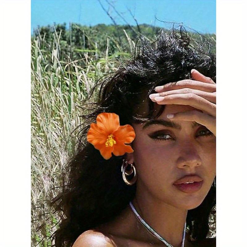Hawaii Blumen Haarspangen, Geeignet für Frauen, 4 Stück Künstliche Blumen Haarspangen, Hibiskus und Lotusblumen Haarspangen, Geeignet für Strandparty 1 Piece Orange bunt von Joom DACH