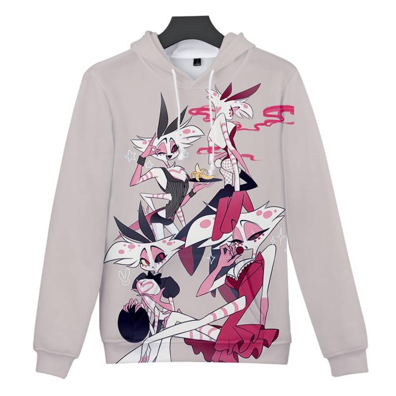 Hazbin Hotel Anime Hoodie Tie Dye Hoodie Streetwear Cartoon Gedruckt Kapuzenpullover Männer Frauen Cosplay Sport Pullover XL grau von Joom DACH