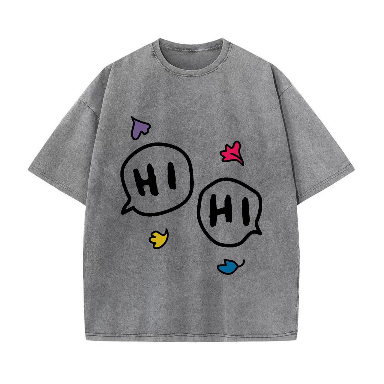 Heartstopper Hi Oversized T-Shirt Damen T-Shirt Kleidung Heartstopper Hi T-Shirt Damen T-Shirt Retro Gewaschenes Vintage T-Shirt L von Joom DACH