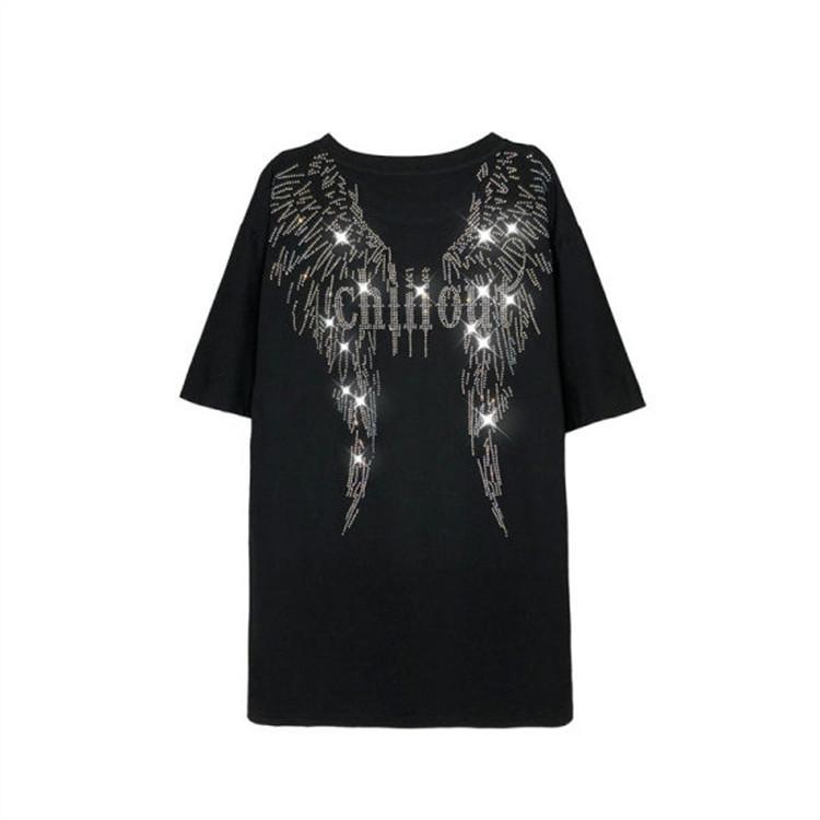 Schwerindustrie Diamant Übergröße T-Shirt für Damen im Frühling und Sommer Kurzarm Locker Schlankmachend Personalisiert Mittelang Stil XXL schwarz von Joom DACH