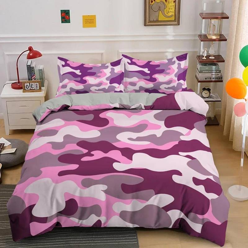 Heimtextilien Cool Boy Girl Kid Erwachsene Duver Cover Set Camouflage Bettwäsche-Sets King Queen Twin Trösterbezüge mit Kissenbezug 70x133cm 2pcs von Joom DACH