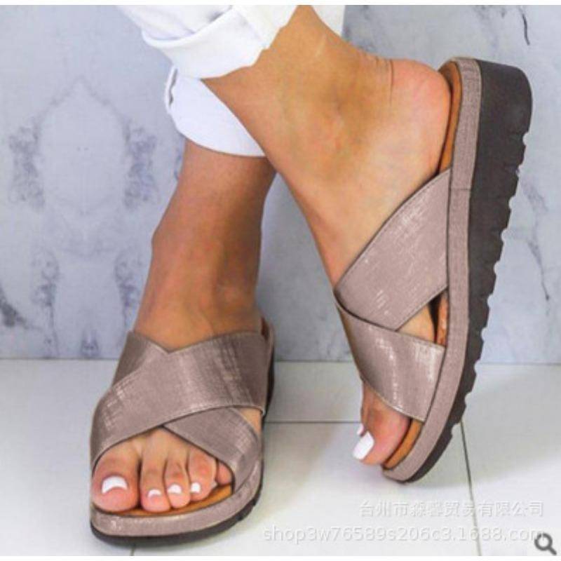 Heiß verkaufte beliebte Oberbekleidung Leder Drag Schrägabsatz Dicke Sohle Offene Zehen Coole Hausschuhe Damen Sommer 36 dunkelbraune von Joom DACH