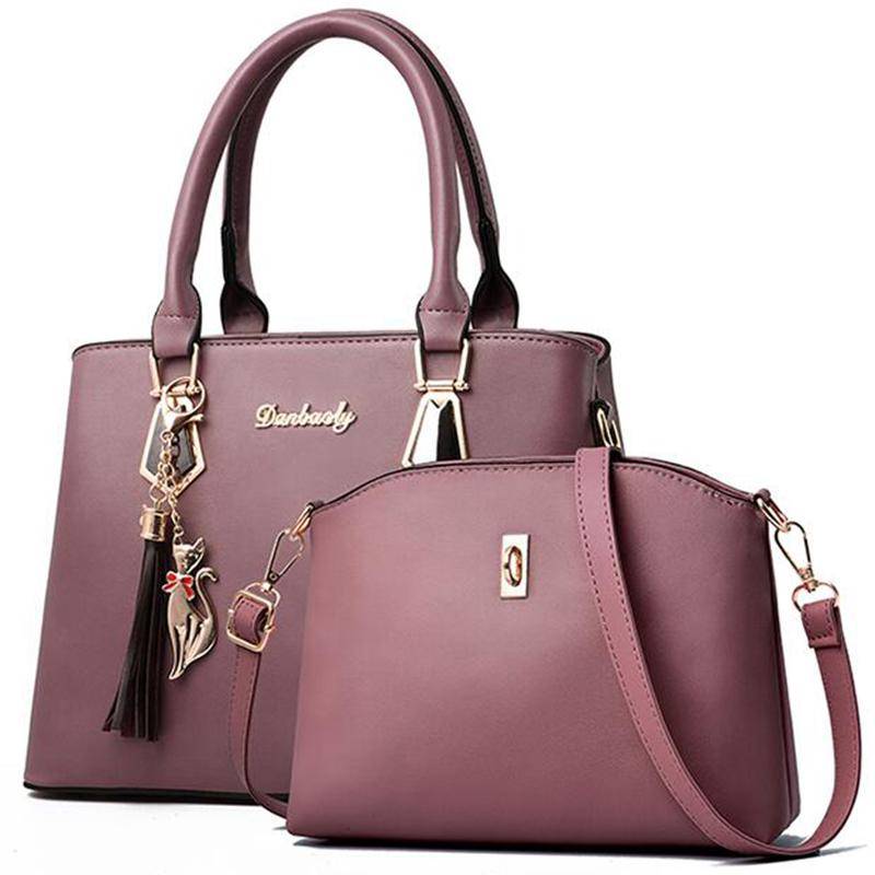 Heiße Marke Frauen Solide Tasche Hotsale Party Geldbörse Damen Messenger Quasten Umhängetasche Schulter Taschen 30*13*21cm licht lila von Joom DACH