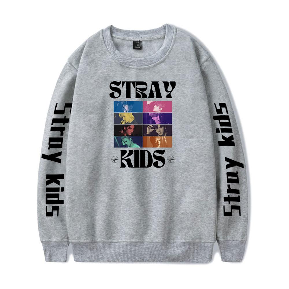 Heiße Mode Stray Kids Buchstabenaufdruck Übergroßer Hoodie Damen Herren O-Ausschnitt Langarm Rundhals Sweatshirt Lässiger Trainingsanzug L grau von Joom DACH