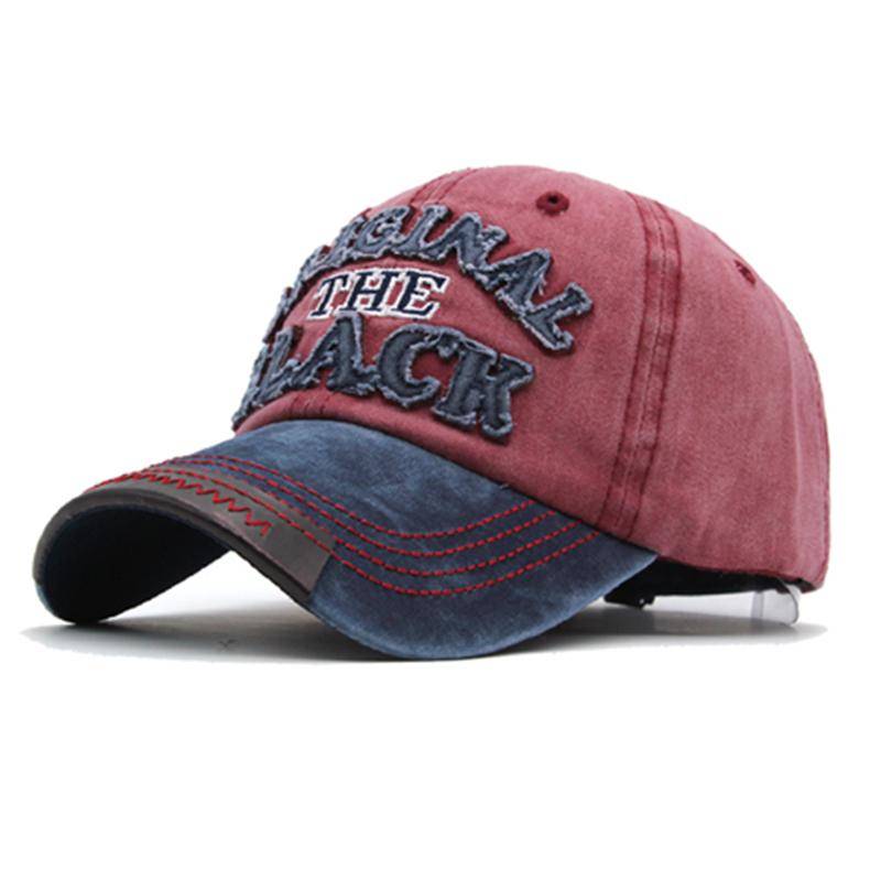 Heiße Retro-Baseballmütze aus gewaschener Baumwolle, Snapback-Hut für Männer und Frauen, lässige 3D-Schriftzug-Kappe 54cm-62cm rot/blau von Joom DACH