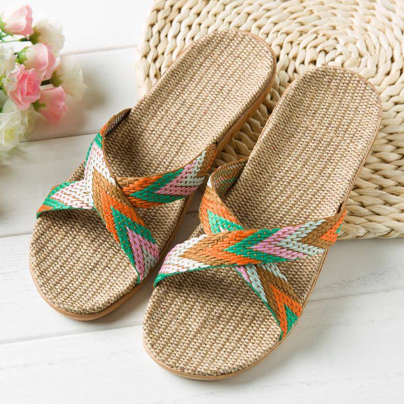 Heiße neue Sommer-Männer Flachs Flip Flop Canvas Leinen rutschfeste Designer flache Sandalen Hause Hausschuhe Mann Mode Dias Casual Strohschuh 39-40 von Joom DACH