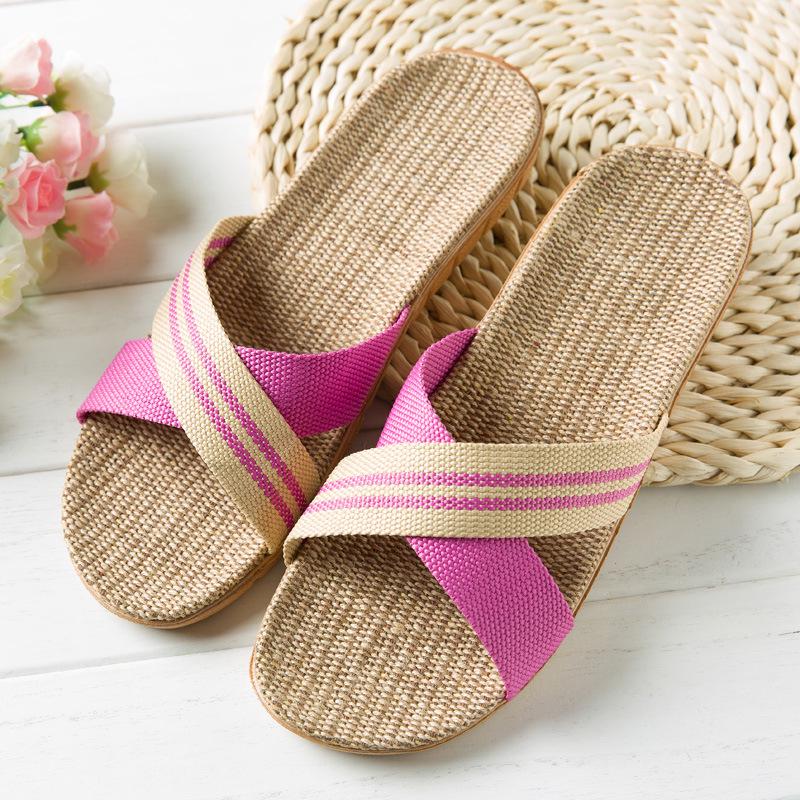 Heiße neue Sommer-Männer Flachs Flip Flop Canvas Leinen rutschfeste Designer flache Sandalen Hause Hausschuhe Mann Mode Dias Casual Strohschuh 39-40 von Joom DACH