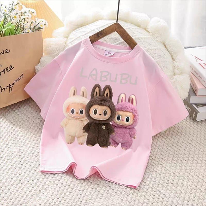 Heißer Labubu 3D-Druck Kinder T-Shirts Sommer Jungen Mädchen T-Shirt Niedlich Kurzarm Kinder Kleidung 100 von Joom DACH