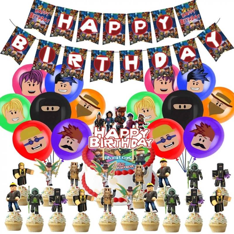 Heißer Roboter Roblox Kindergeburtstag Partyzubehör Set Einweggeschirr Roblox Pappteller Becher Luftballons Babyparty Partydeko von Joom DACH