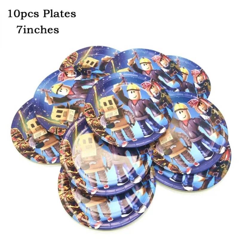 Heißer Roboter Roblox Kindergeburtstag Partyzubehör Set Einweggeschirr Roblox Pappteller Becher Luftballons Babyparty Partydeko von Joom DACH
