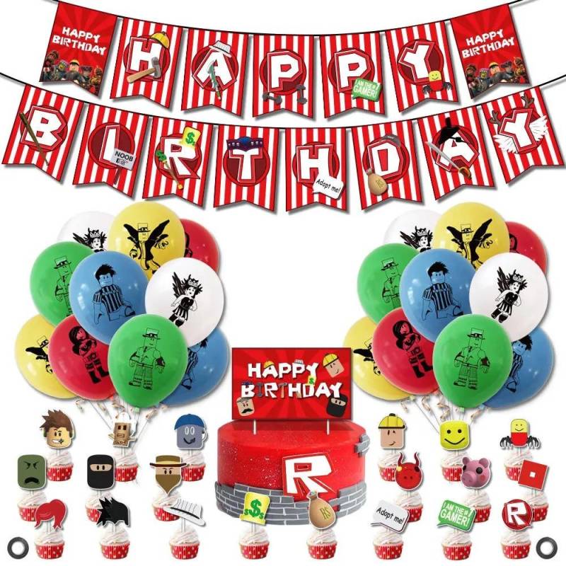 Heißer Roboter Roblox Kindergeburtstag Partyzubehör Set Einweggeschirr Roblox Pappteller Becher Luftballons Babyparty Partydeko von Joom DACH
