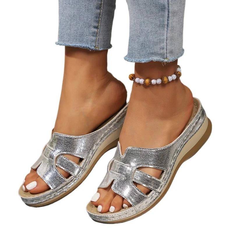 Heißer Verkauf Schuhe Weibliche Offene spitze frauen Hausschuhe Plus Größe Outdoor Casual Hausschuhe Frauen Runde Kappe Keile frauen Sandalen 43 von Joom DACH