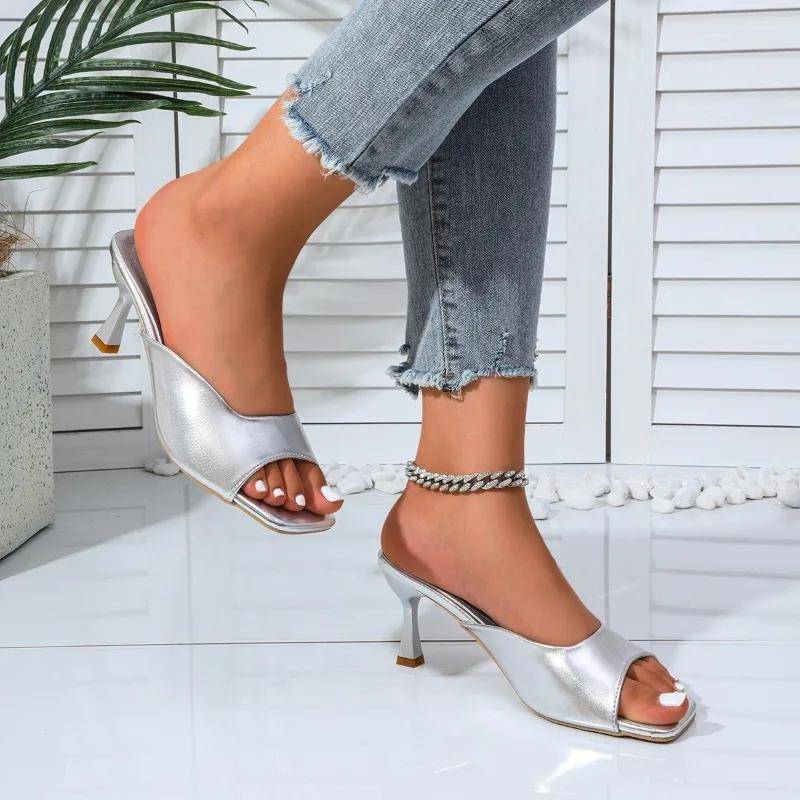 Heißer Verkauf frauen Schuhe Offene spitze frauen Hausschuhe Mode Plus Größe Kleid Hausschuhe Frauen Sommer Bestseller Heels Frauen 42 silber von Joom DACH