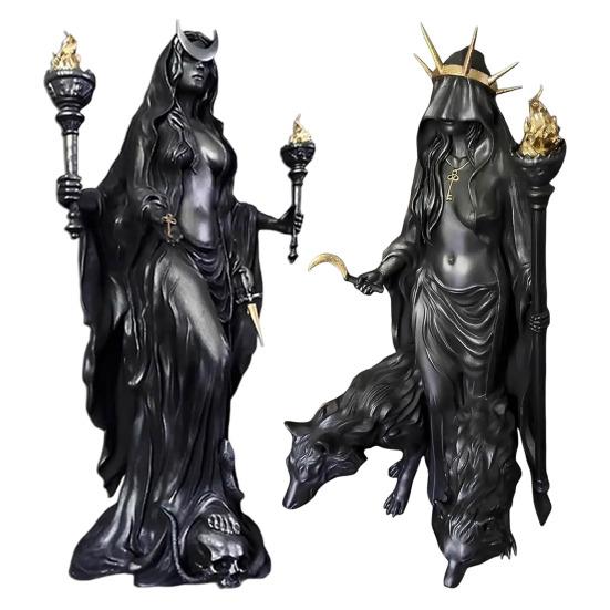 Hekate Niktipolos Statue Magie Griechische Göttin Hexe Figur Lichtbringer oder Morgenstern Harzskulptur für Heimdeko 16cm C von Joom DACH