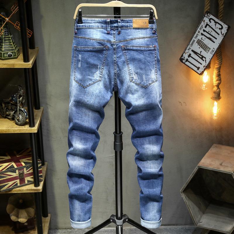 Hell gewaschene Slim Elastic Ripped Jeans für Herren – Trendy Street Fashion Hose 32 (2.5 chi) 140 jin von Joom DACH