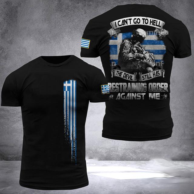 HellasT-shirt für Herren, geometrische Linie, Griechenland-Flagge, nationales Emblem, bedrucktes Herren-T-Shirt, großes, lässiges Herren-T-Shirt für die Straße L rosa von Joom DACH