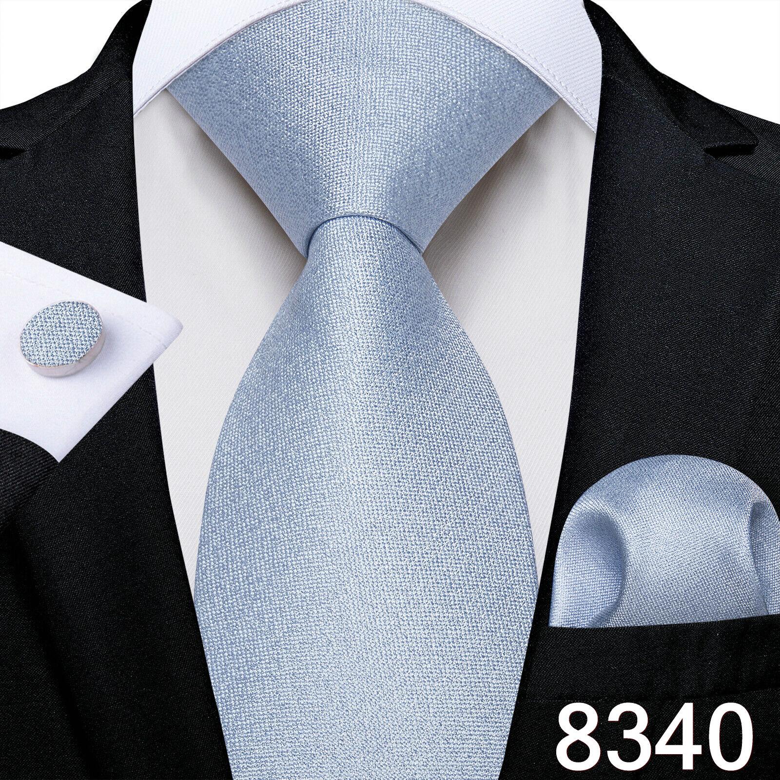 Hellblaue Paisley-gestreifte Seidenkrawatten für Männer, Taschentuch, Manschettenknöpfe, Hochzeitsaccessoires, Krawatten-Set, Geschenk für Männer, DiBanGu N-8340 von Joom DACH