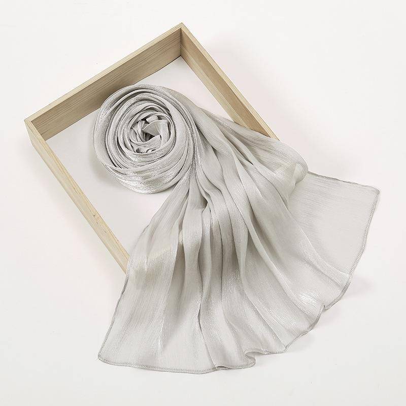 Heller Seidensatinschal für Damen im Sommer – Leichtes, knitterfreies, einfarbiges Tuch und Kopftuch 180*70cm graue von Joom DACH