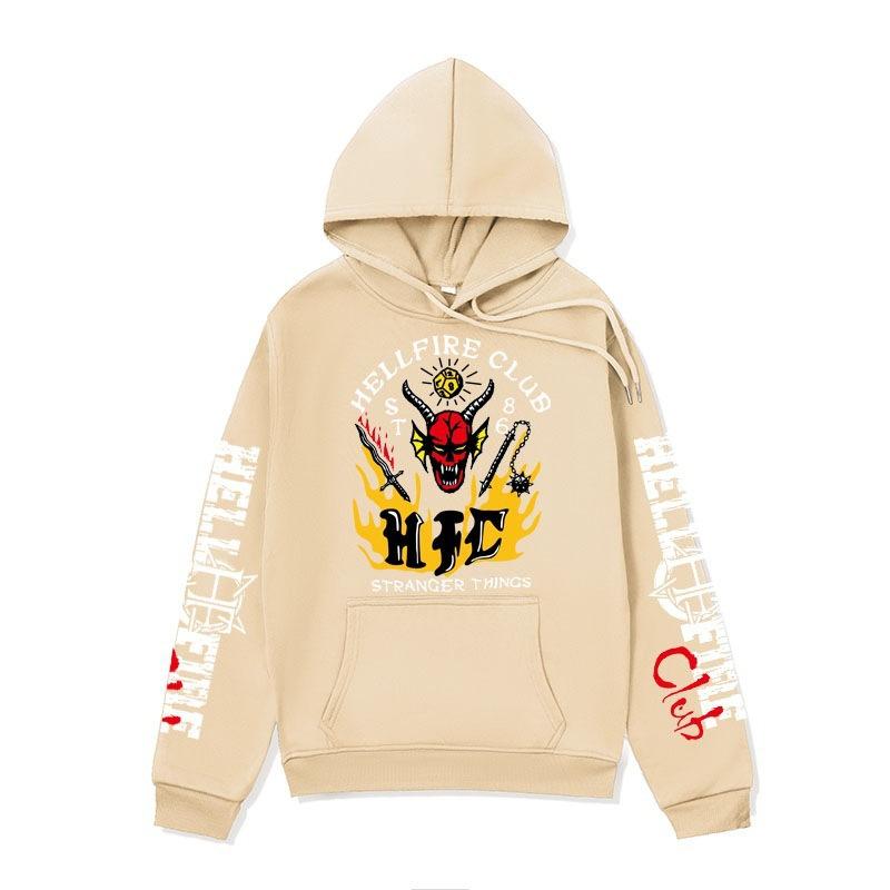 Hellfire Club Hoodies für Männer Frauen Harajuku Casual Sweatshirts Unisex Langarm Pullover Grafik Hoodie Streetwear L beige von Joom DACH