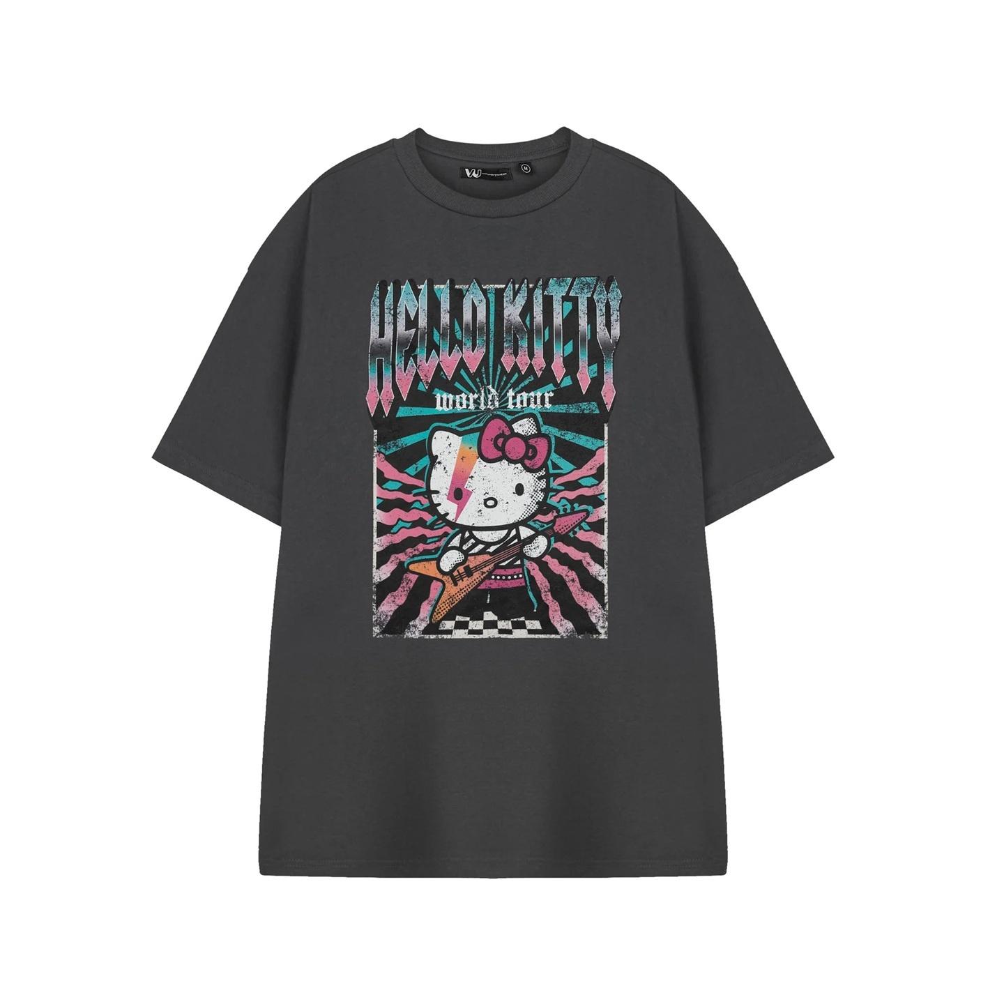 Hello Kitty Damen/Damen Welttournee Kurzarm T-Shirt XXL grau von Joom DACH