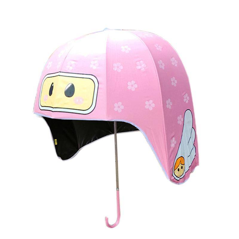 Helm Regenschirm Cartoon Muster 10 Speichen UV-Beständigkeit Langer Griff Sonne Regen Schirm Schwarz Höhe Height Greater Than 140cm rosa von Joom DACH