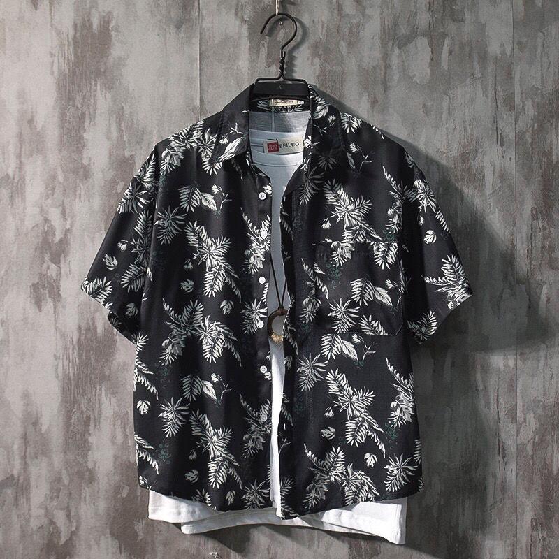 Hemd Herren Kurzarm Sommer Strand Blumenhemd Lockeres Hemd M von Joom DACH
