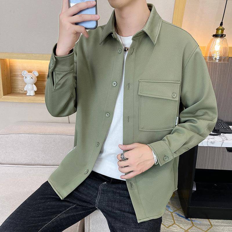 Hemd Japanische Männer Einfache Einfarbige Overalls Hemd Herbst Mode Herren Strickjacke Mantel Langarmhemd Männer 3XL von Joom DACH