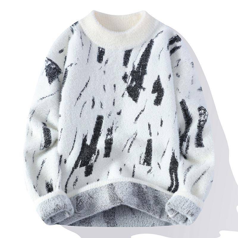 Herbst/Winter 2024 Herren Halbrollkragen Dicker Strickpullover L weiß von Joom DACH