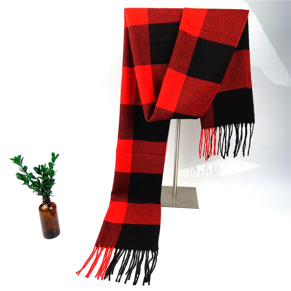 Herbst/Winter 2025 Schurwollschal für Damen, verdickter warmer Schal, karierter Kaschmirschal, Winterschal für Herren 32*190cm von Joom DACH