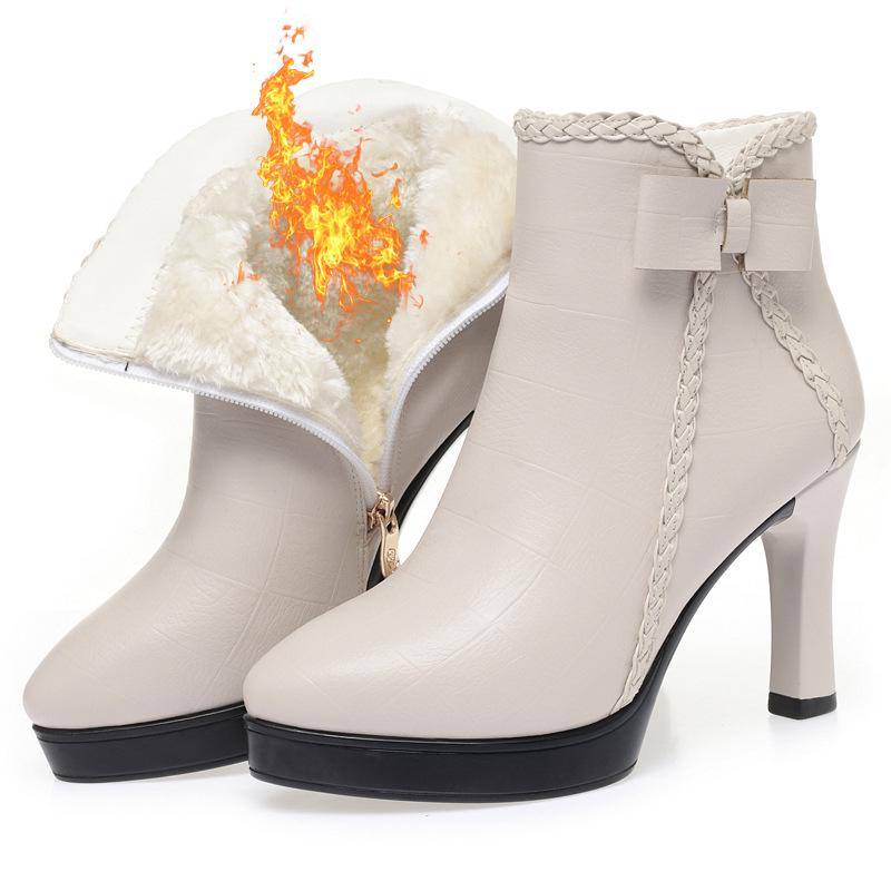 Herbst/Winter Damen Stiletto Stiefeletten - Spitzschuh, Kleiner Absatz, Plus Samt 38 Herbst/Winter Damen Stiletto Stiefeletten - Spitzschuh, Kleiner Absatz, Plus Samt 38 von Joom DACH