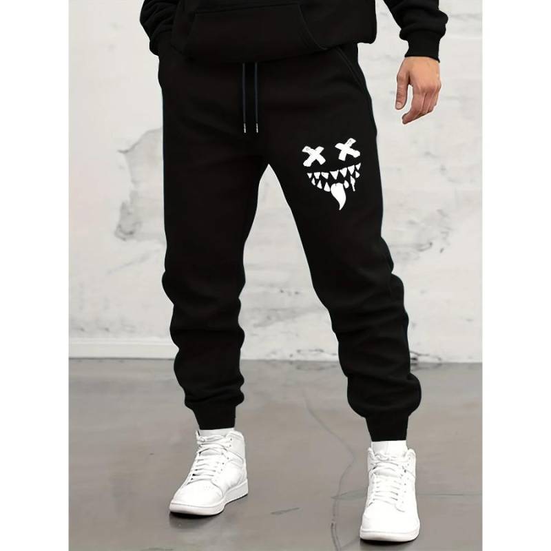Herbst/Winter Herren Jogginghose Monster Smile Aufdruck Schnür-Jogginghose Herren Freizeithose für den täglichen Gebrauch mit Jogginghose S-3XL S von Joom DACH