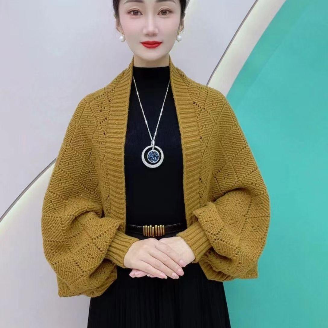 Herbst/Winter Lässig Chic Strickschal Cardigan Gemütlich Warm Stilvoller Wickelschal für Damen One Size gelb von Joom DACH