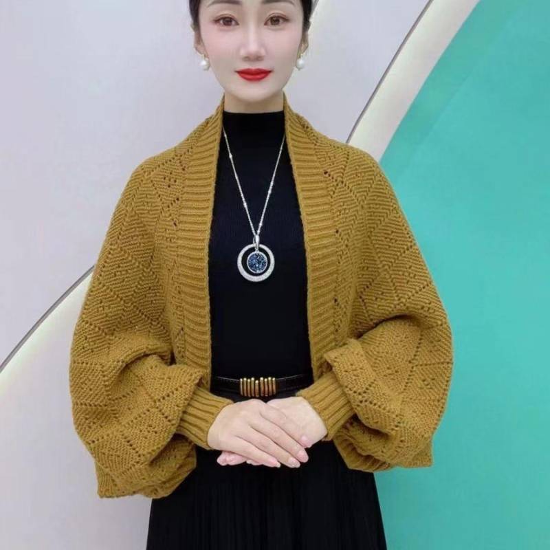 Herbst/Winter Lässig Chic Strickschal Cardigan Gemütlich Warm Stilvoller Wickelschal für Damen One Size gelb von Joom DACH