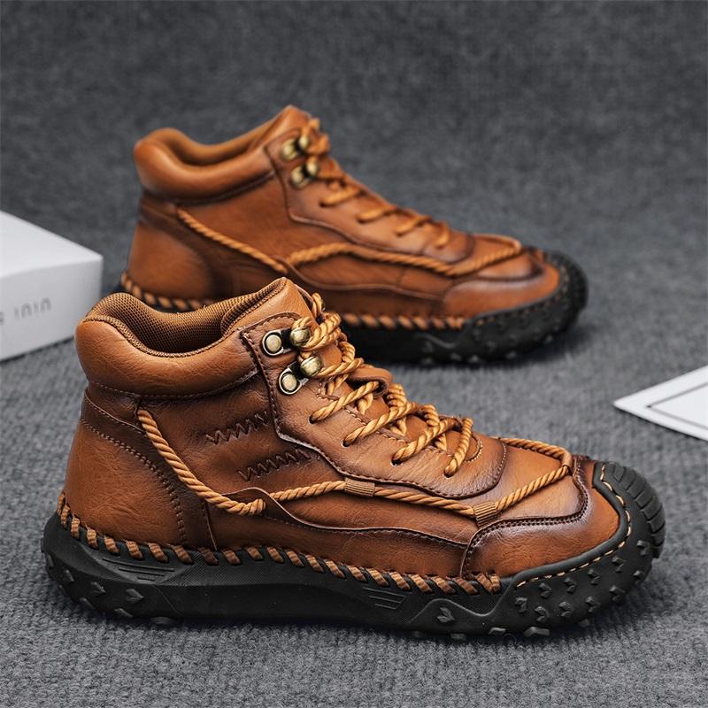 Herbst / Winter Handgefertigte Herrenstiefel Schuhe Bequeme Stiefeletten für Herren Freizeitschuhe Mokassins Mann Werkzeugschuhe 44 von Joom DACH