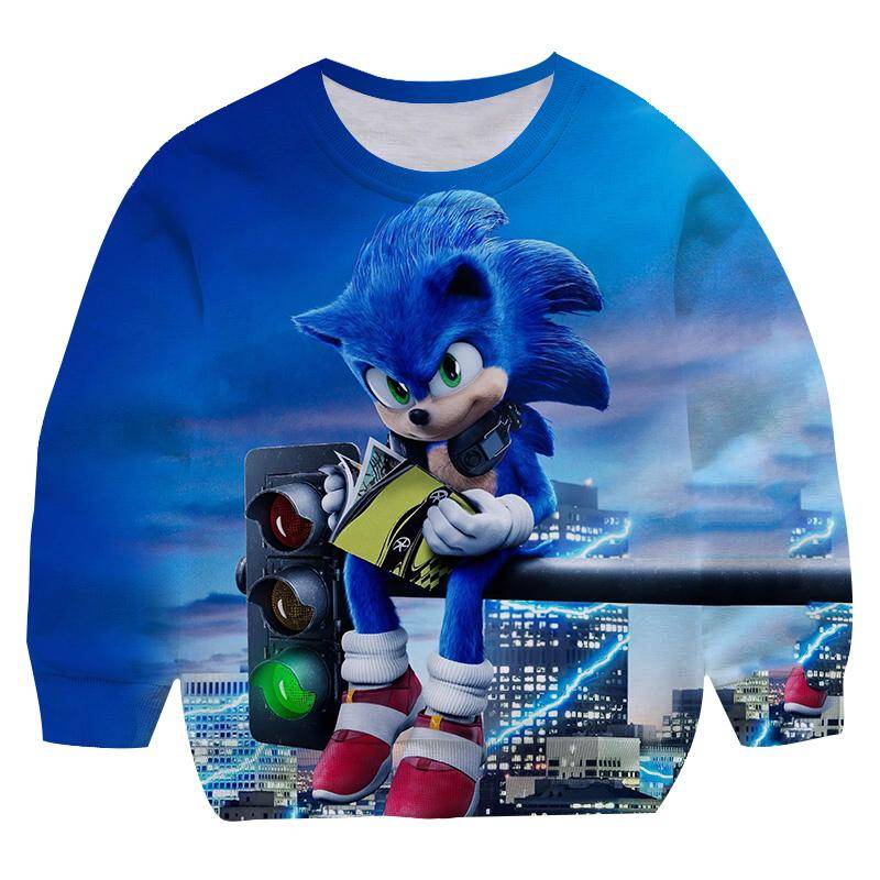 Herbst 2025 Jungen Sonic 2 Pullover Rundhals Sweatshirt Cartoon Kinder Langarm Sweatshirt Kinderbekleidung Baby Jungen Cartoon Oberteil 2-14 Jahre 7-8 Years von Joom DACH