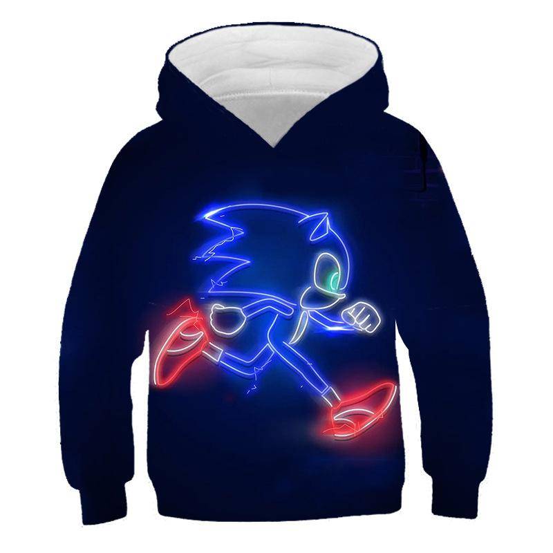 Herbst 3D Sonic the Hedgehog Bedruckte Hoodies Modische Lässige Sportliche Langärmelige Kinder Jungen Kapuzen-Sweatshirts 130 von Joom DACH