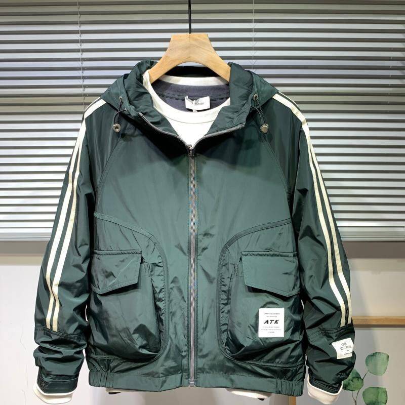 Herbst-Arbeitsjacke für Herren, vielseitig, trendig, modisch, hübsch, winddicht, mit mehreren Taschen, Kapuzenjacke 3XL von Joom DACH