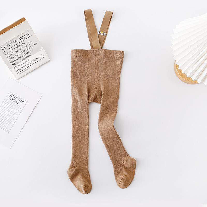 Herbst Baby Strumpfhosen mit Trägern Gestrickte Baumwolle Kleinkind Hosenträger Hosen Kinder Strumpfhosen Säugling Overalls für Mädchen Jungen Leggings M 1-3Y khaki von Joom DACH