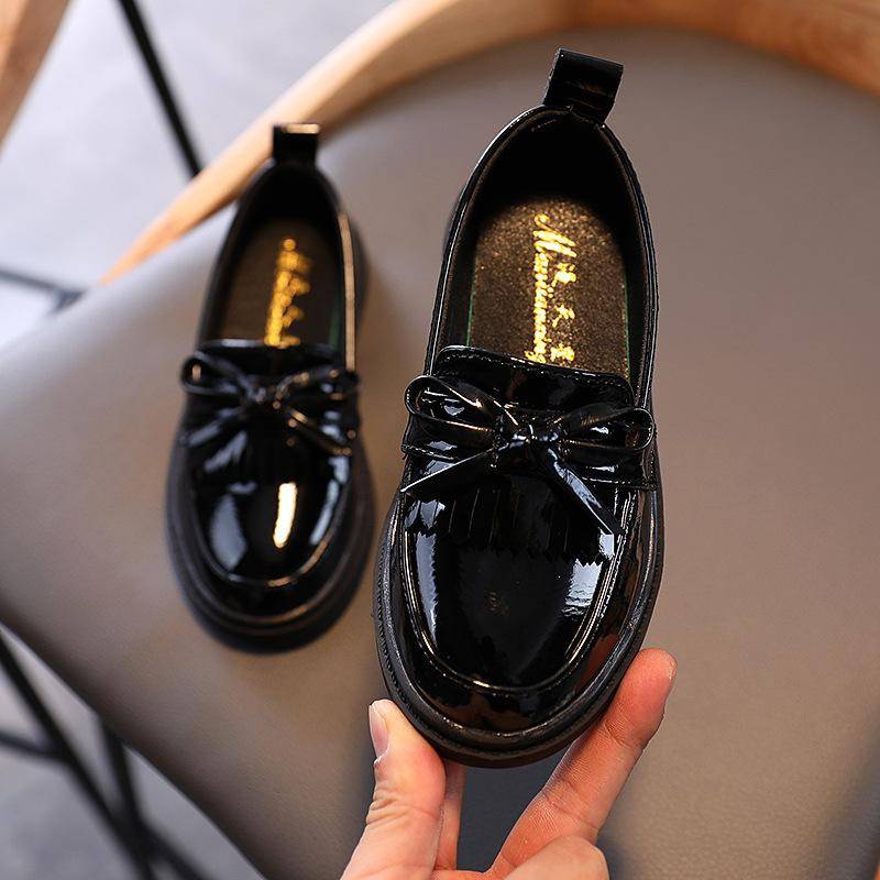 Herbst Britischer Stil Kinderschuhe Kinder Schleife Mode Kleine Lederschuhe 34 schwarz von Joom DACH