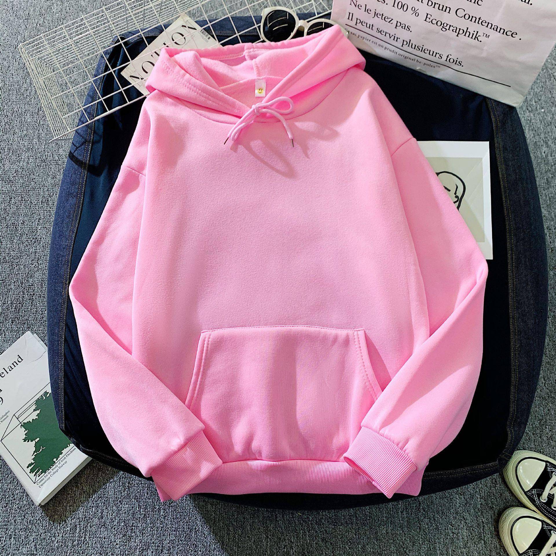 Herbst Casual Damen Solid Hoodie Bequeme Strecth Sweatshirts Lose Tasche Warme Kleidung Fashion Street Damen Pullover M von Joom DACH