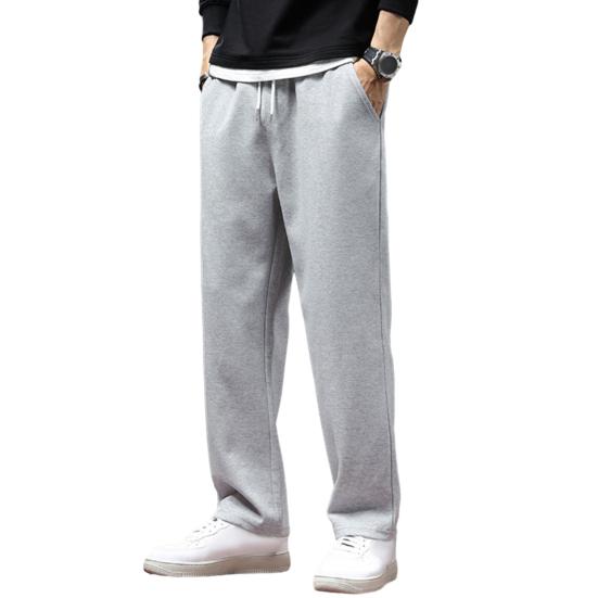Herbst Casual Männer Jogger Hosen Lose Breite Bein Jogginghose Elastische Taille Kordelzug Taschen Sport Hosen L grau von Joom DACH
