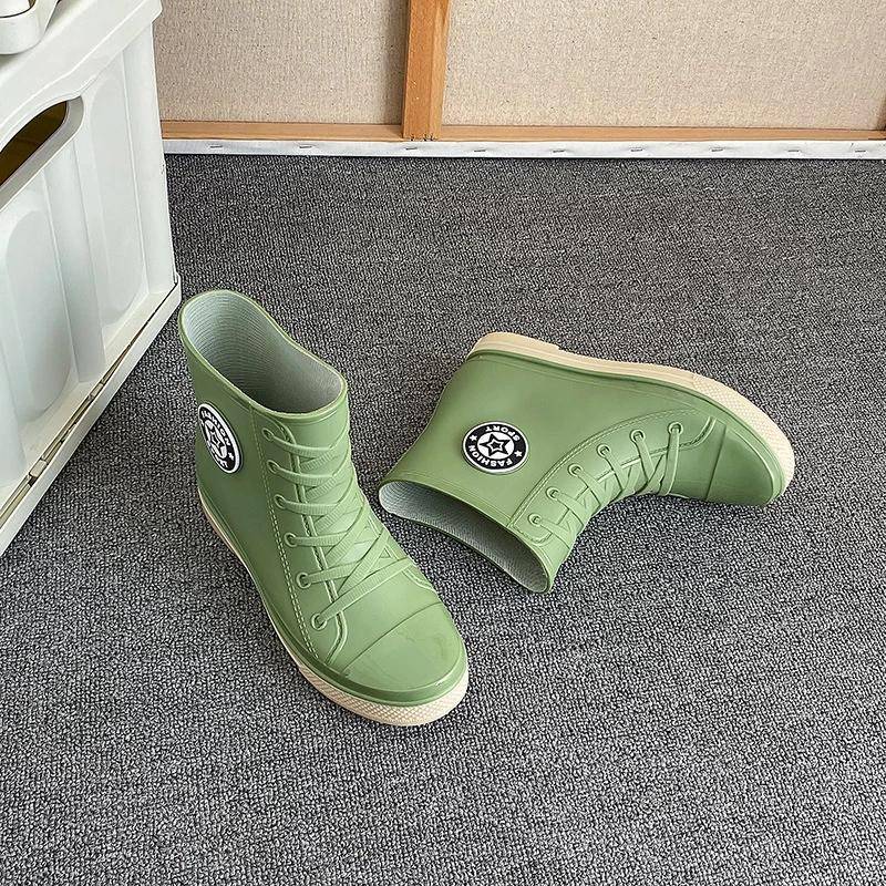 Herbst Damen Gummistiefel Mode wasserdichte Stiefel Damen bunte Regenstiefel Garten rutschfeste Wasserschuhe 35-40 39 von Joom DACH