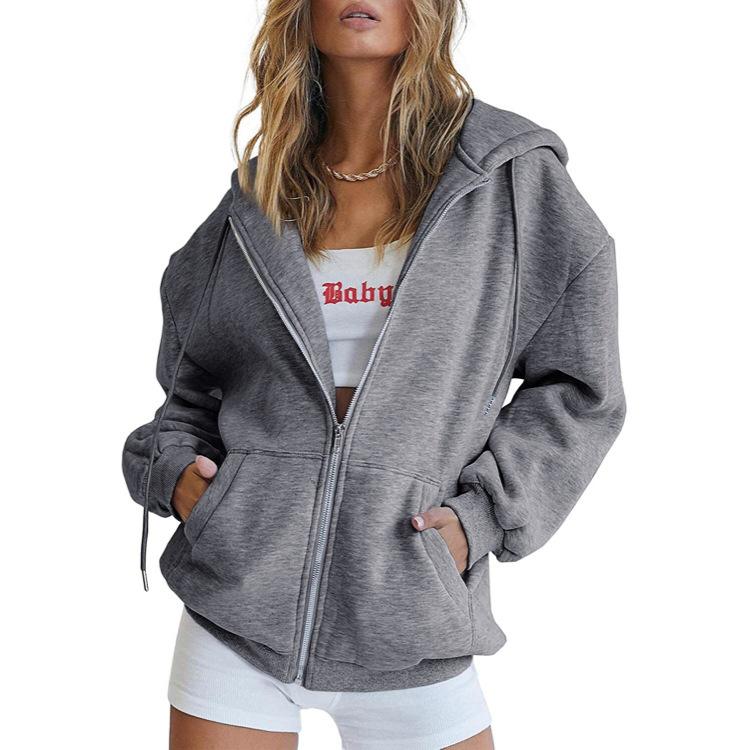 Herbst Damen Kapuzenpullover Übergroß Lässiger Langarm Einfarbig Hoodies Reißverschluss Kordelzug Mantel mit Tasche XXL dunkelgrau Herbst Damen Kapuzenpullover Übergroß Lässiger Langarm Einfarbig Hoodies Reißverschluss Kordelzug Mantel mit Tasche XXL dunkelgrau von Joom DACH