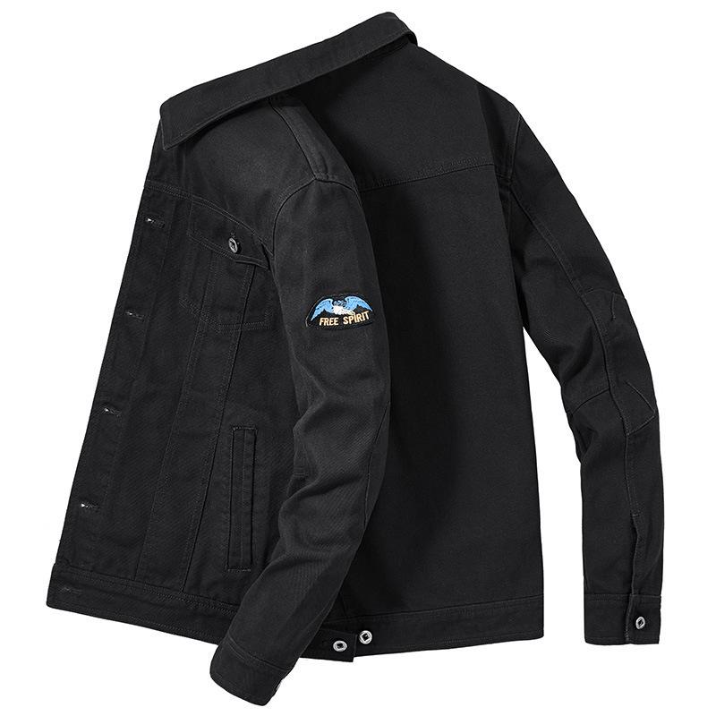 Herbst Denim Herrenjacke Eckkragen Design Lässig Übergröße Langarmjacke Herren Denimjacke 4XL von Joom DACH