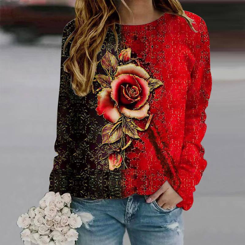 Herbst Herbst Damenmode O Hals Langarm T-Shirt lose Kleidung Blue Dolphin Print T-Shirt für Mädchen Straße S von Joom DACH